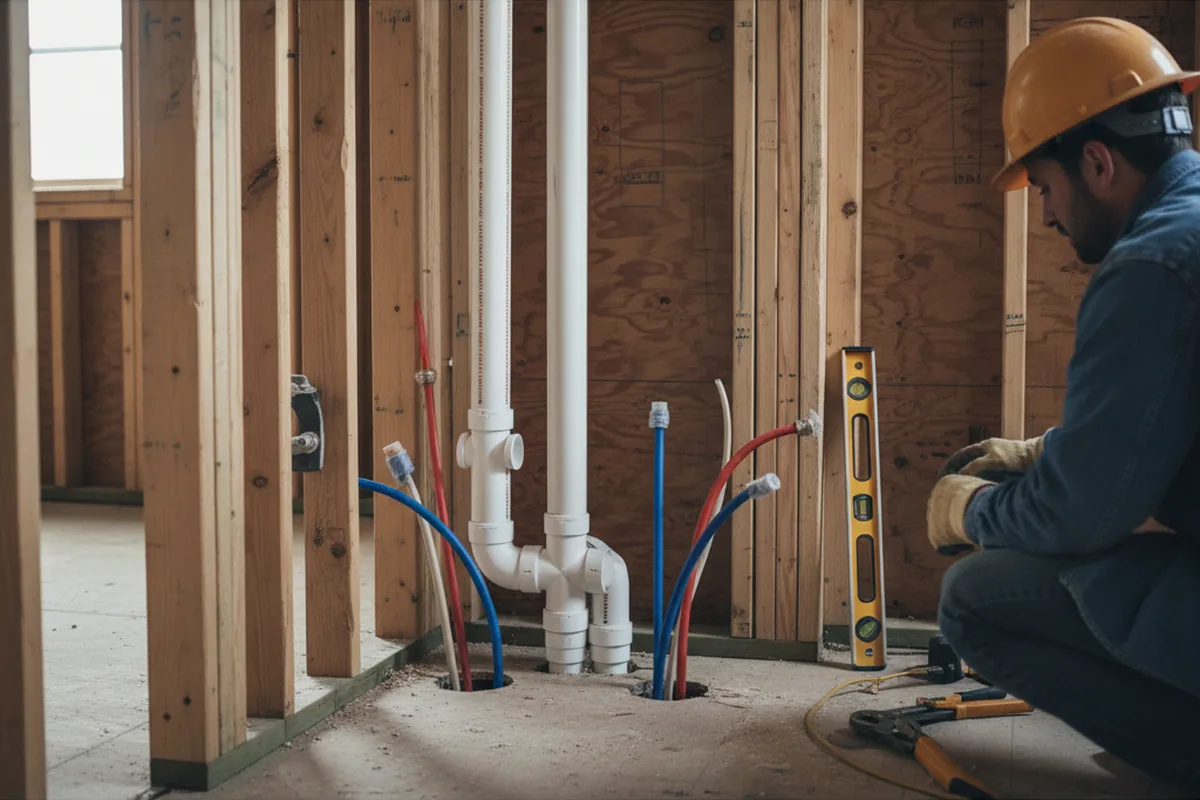 Drain and supply rough-in during Drain Cleaning in Salesville