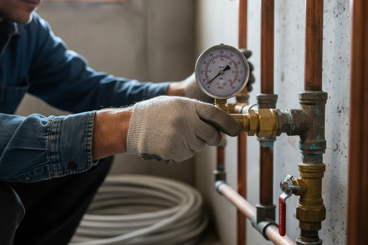 Pressure testing a repaired line during Water Line Repair in Salesville